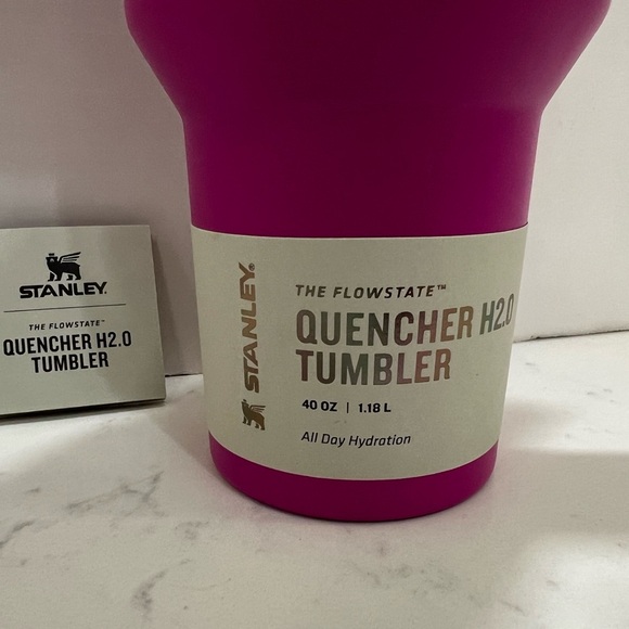 Stanley Vibrant Pink Tumbler with Orange Accent - Picture 5 of 13